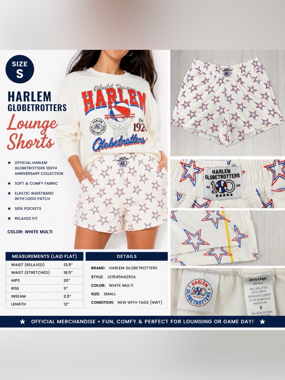 Harlem Globetrotters 100th Anniversary Lounge Shorts size small